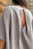 Pure Cotton Santos Keyhole Drape Back Top Mocha